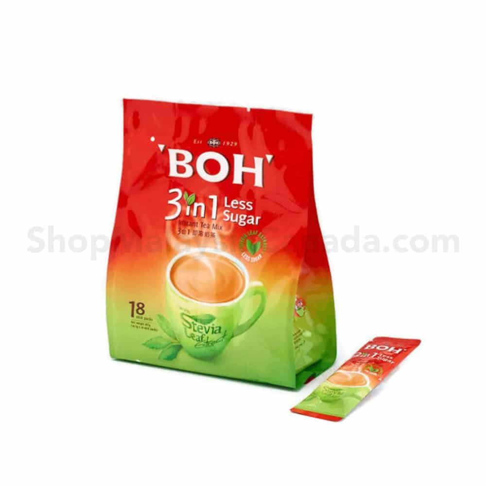 BOH 3in1 Instant Tea Mix Original ‘Less Sugar’ with Stevia Leaf Extract – 16.5g x 18 sachets