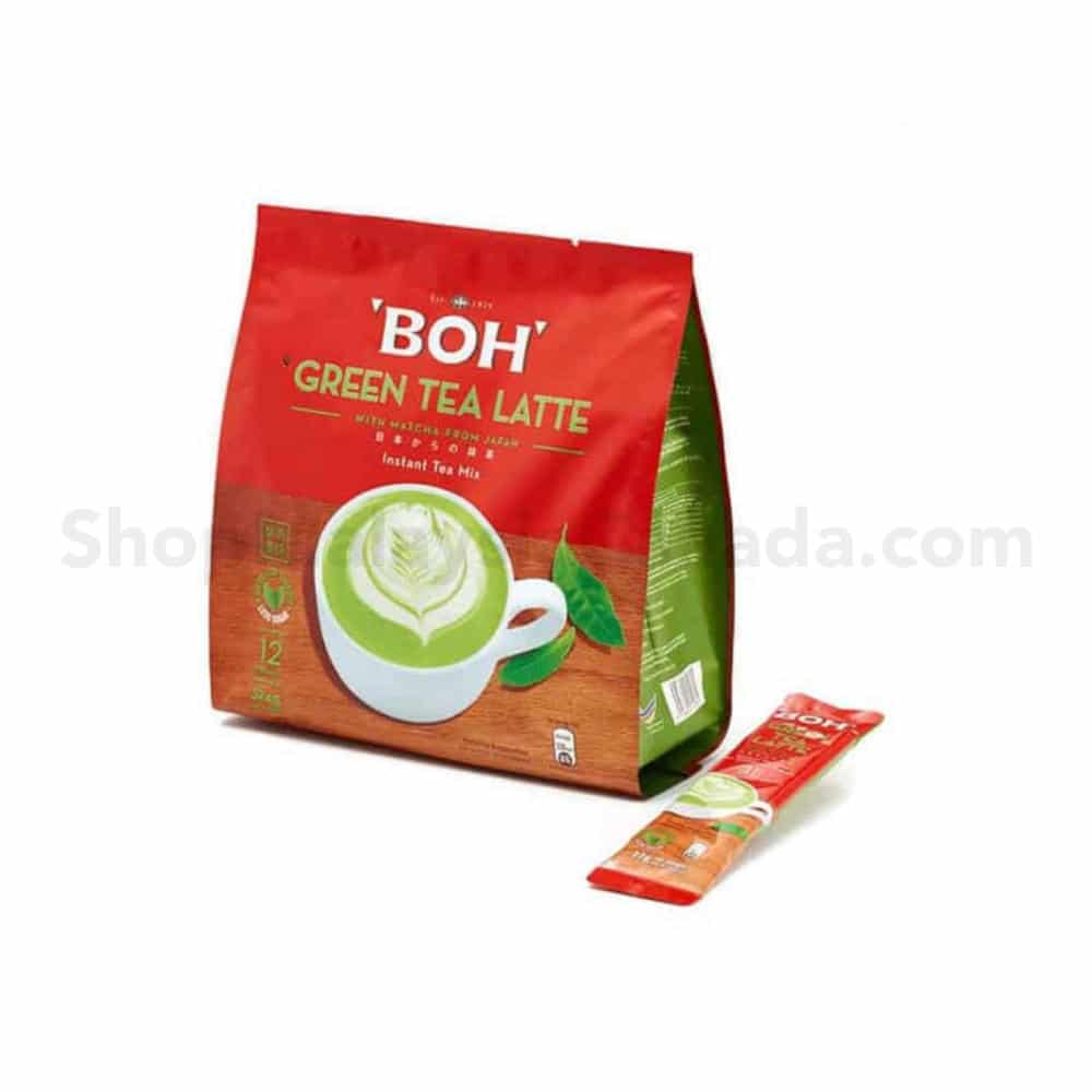 BOH Green Tea (Matcha) Latte ‘Less Sugar’ with Stevia Leaf Extract – 27g x 12 sachets