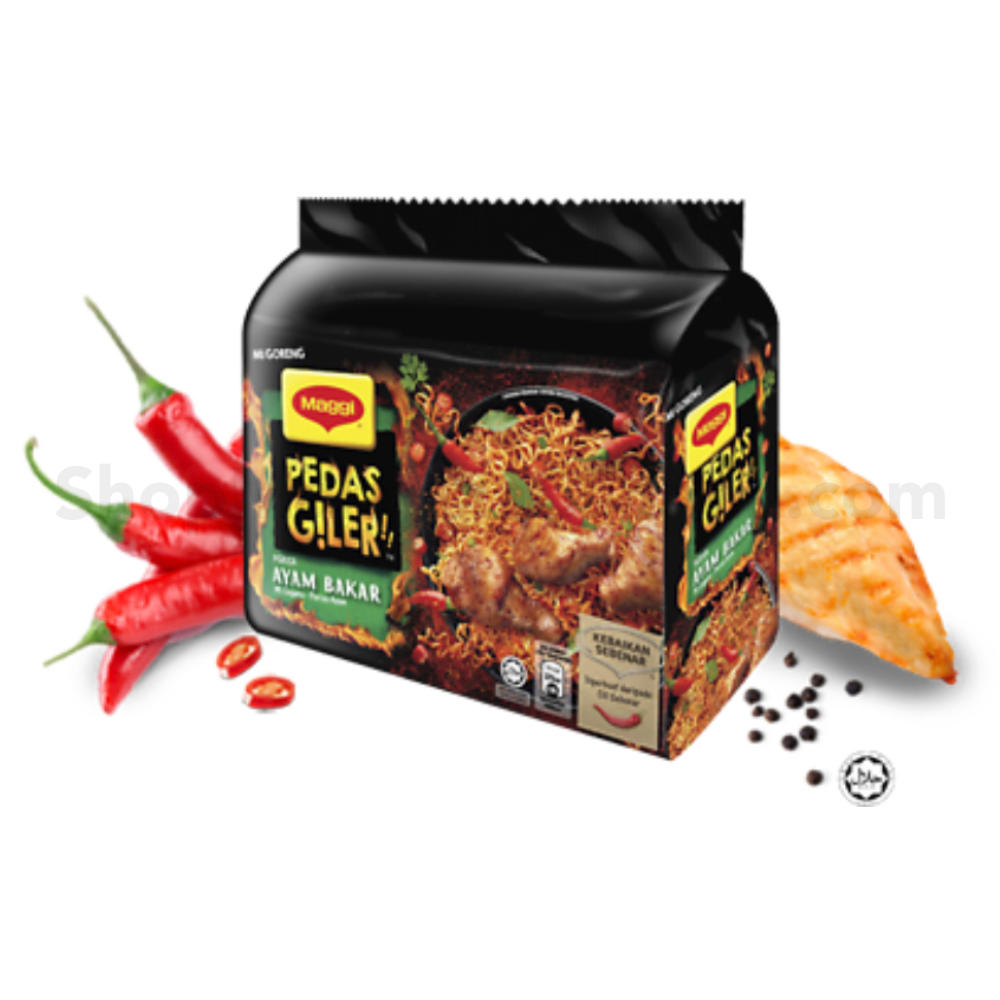 Maggie Mi Goreng Pedas Giler/Fried Noodle Extra Spicy – Ayam Bakar/Roasted Chicken Flavour