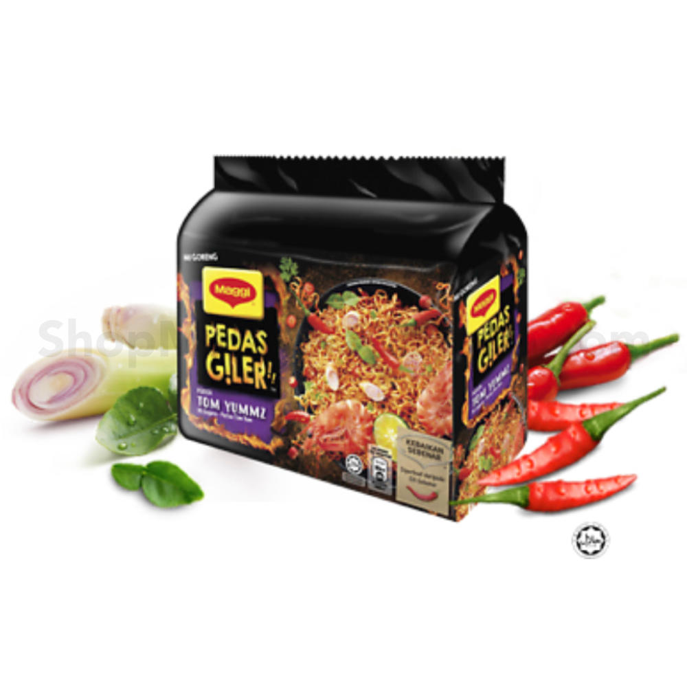 Maggie Mi Goreng Pedas Giler/Fried Noodle Extra Spicy – Tom Yum Flavour